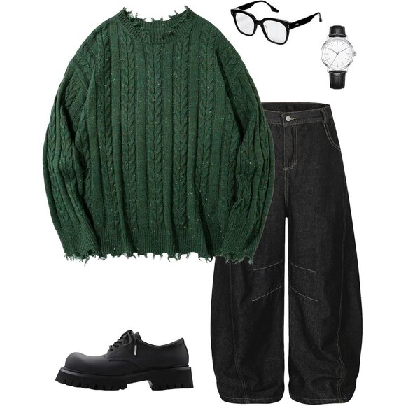 Cable Knit Sweater for Women Men Oversized Irish Casual Light Warm - Picture 4 of 6